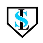 A blue letter s is inside of a black home plate.