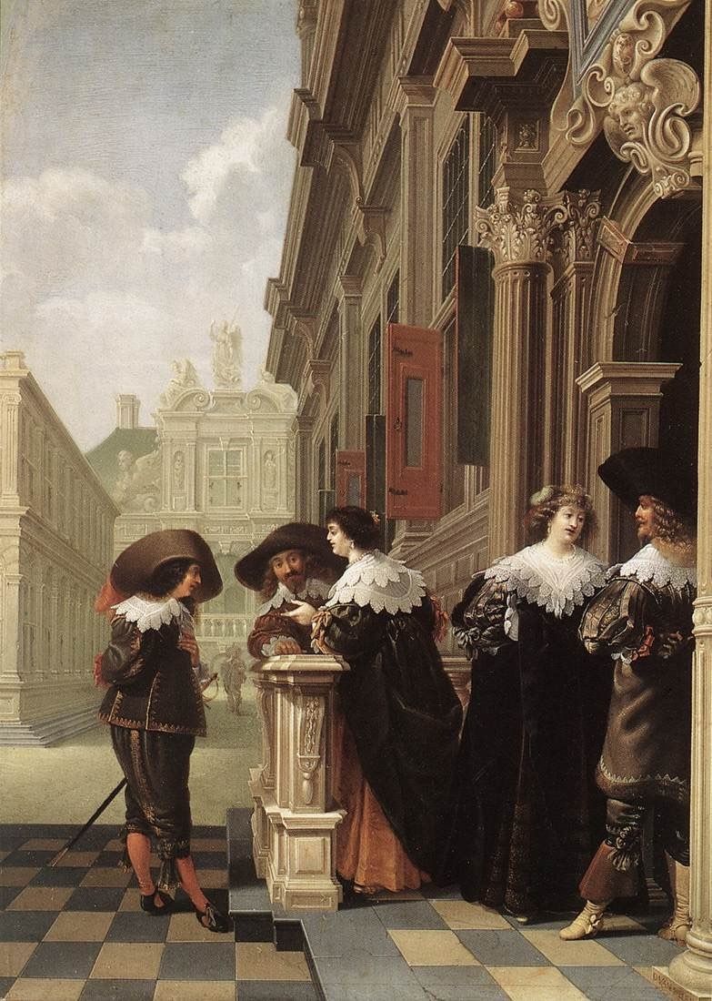 Conversations outside a castle (1636) by Dirck van Delen