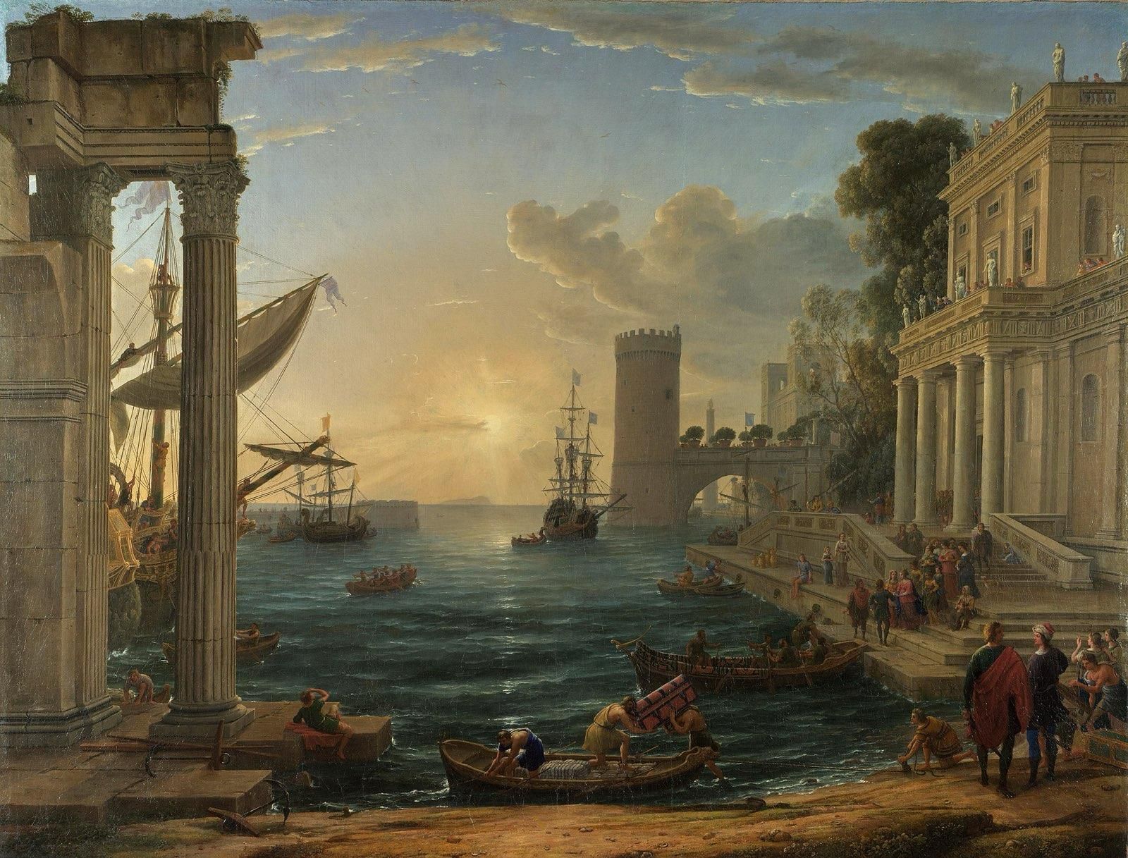 Seaport with the Embarkation of the Queen of Sheba (1648) by Claude Lorrain