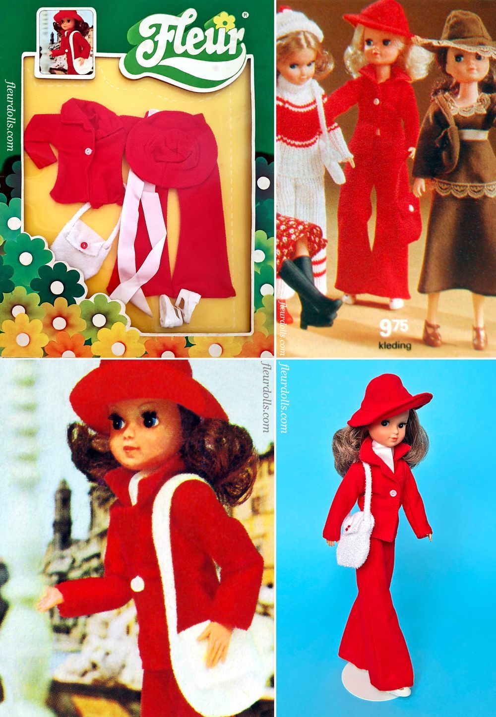 Fleur doll outfit 1203 travel bright red 1978 fashion Otto Simon Dutch Sindy