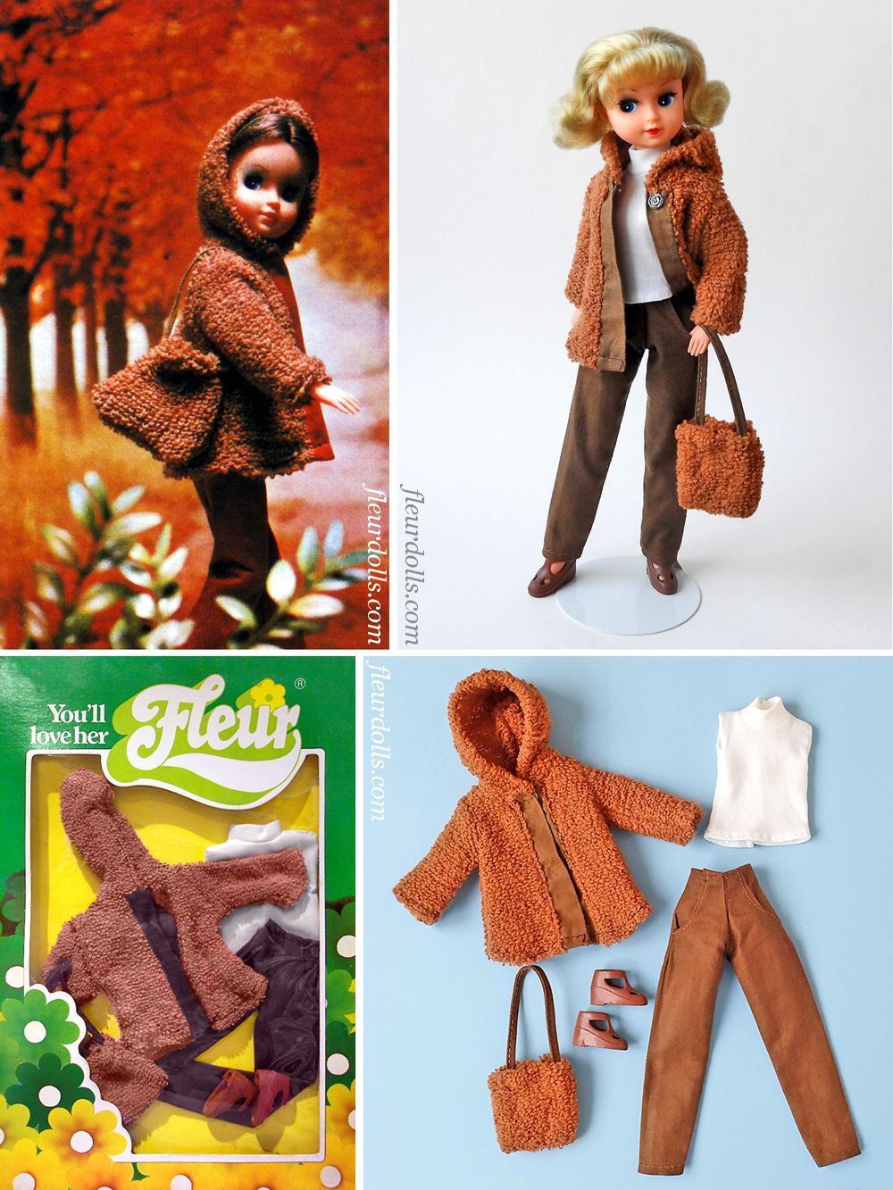 Fleur doll fashion 1219 brown autumn coat outfit Otto Simon