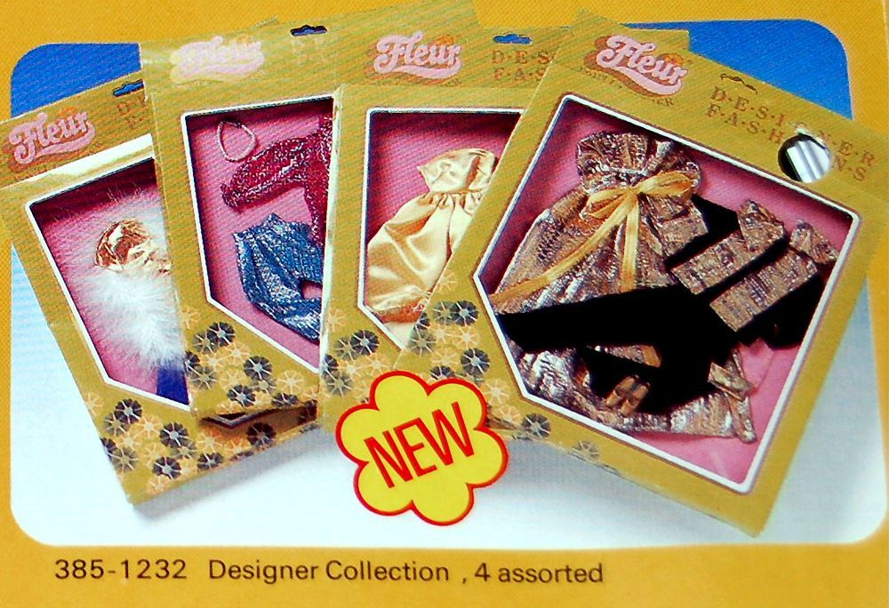 Fleur doll fashions Designer Collection 1232 four outfits from 1988.