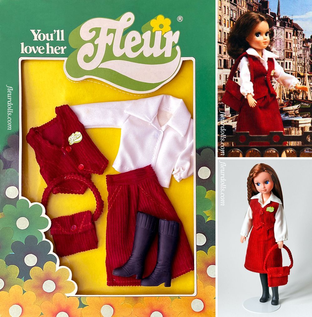 Fleur 1232 fashion red corduroy suit NRFB Otto Simon outfit doll