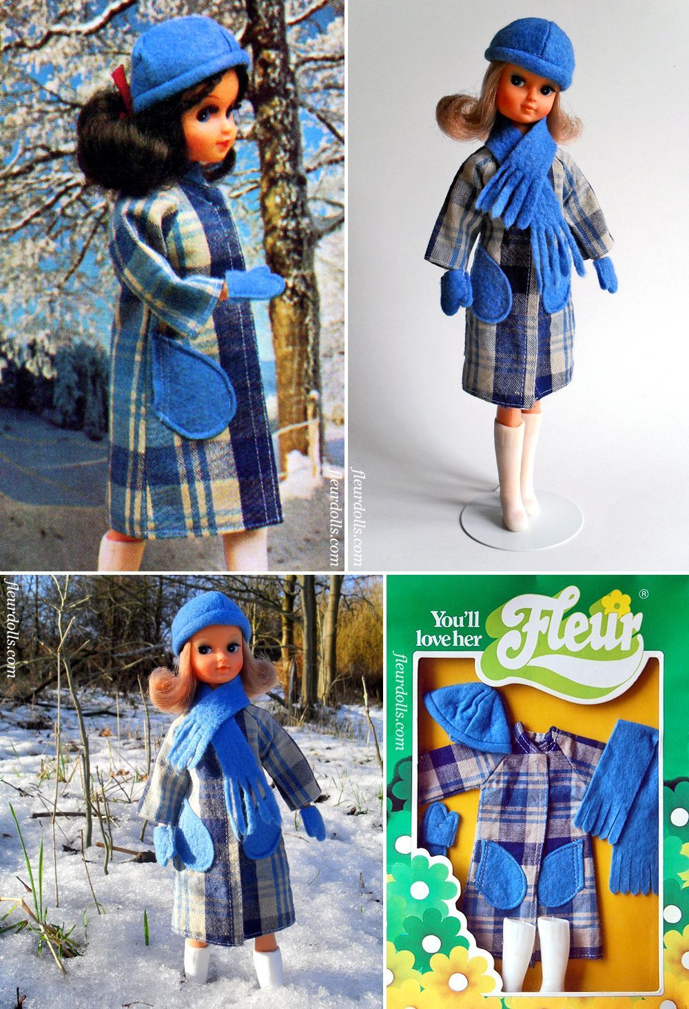 Fleur doll blue coat 1239 NRFB fashion outfit box plaid