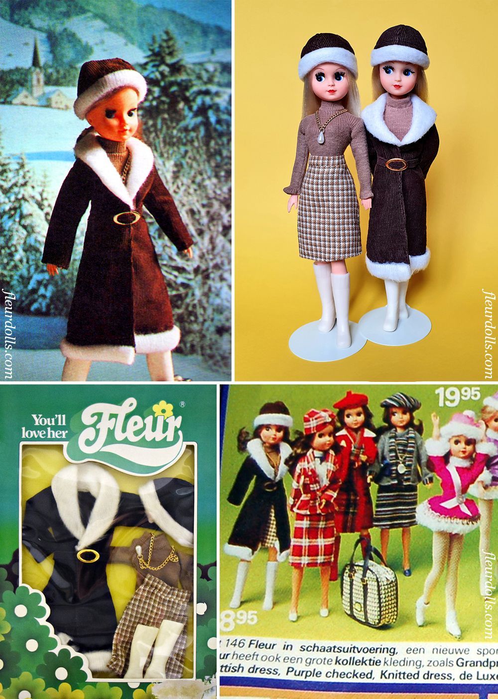 1247 Fleur doll brown corduroy coat fur trim De Luxe Fun fashion outfit