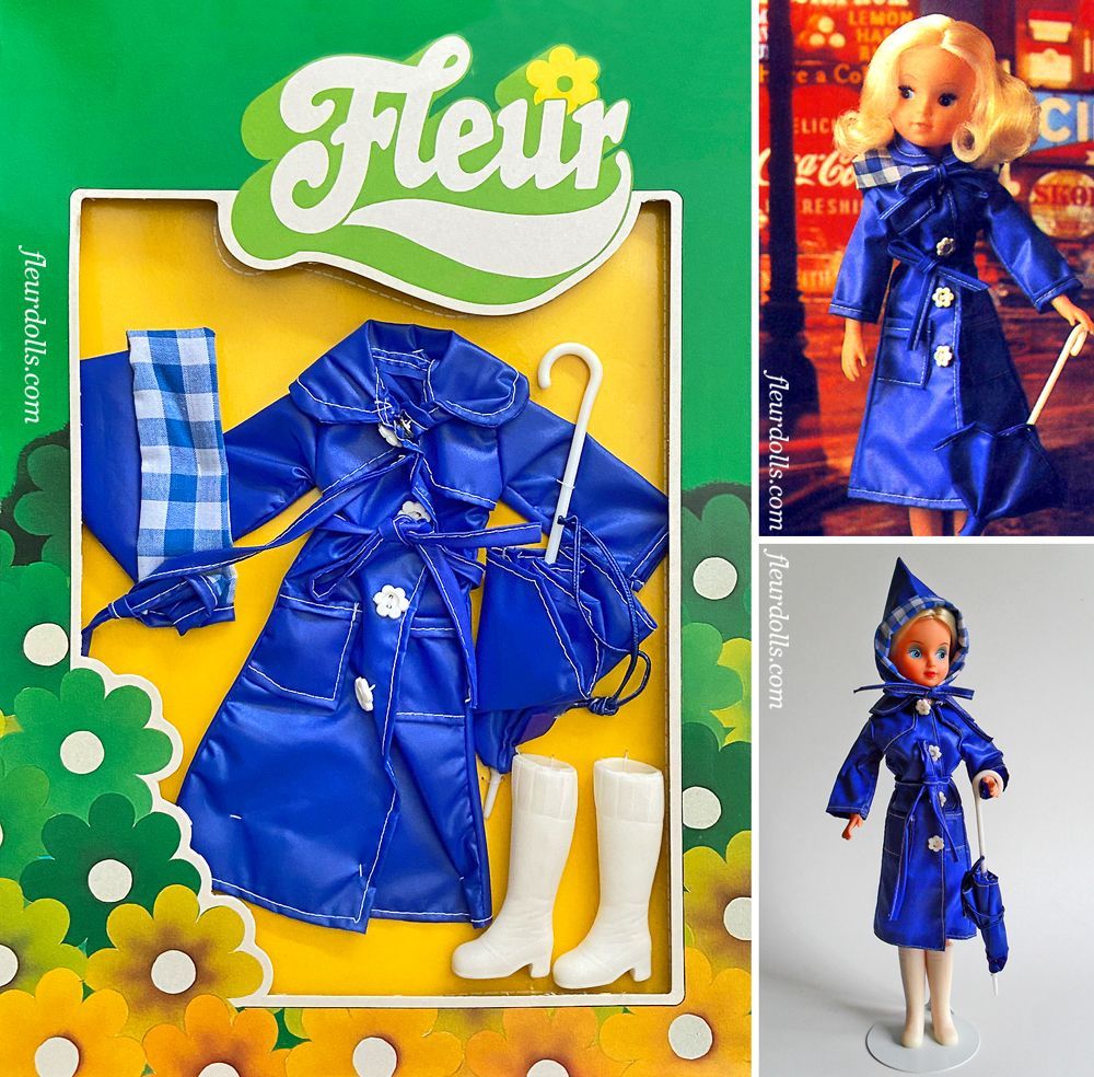 Fleur doll fashion blue nylon coat umbrella 1258 outfit NRFB