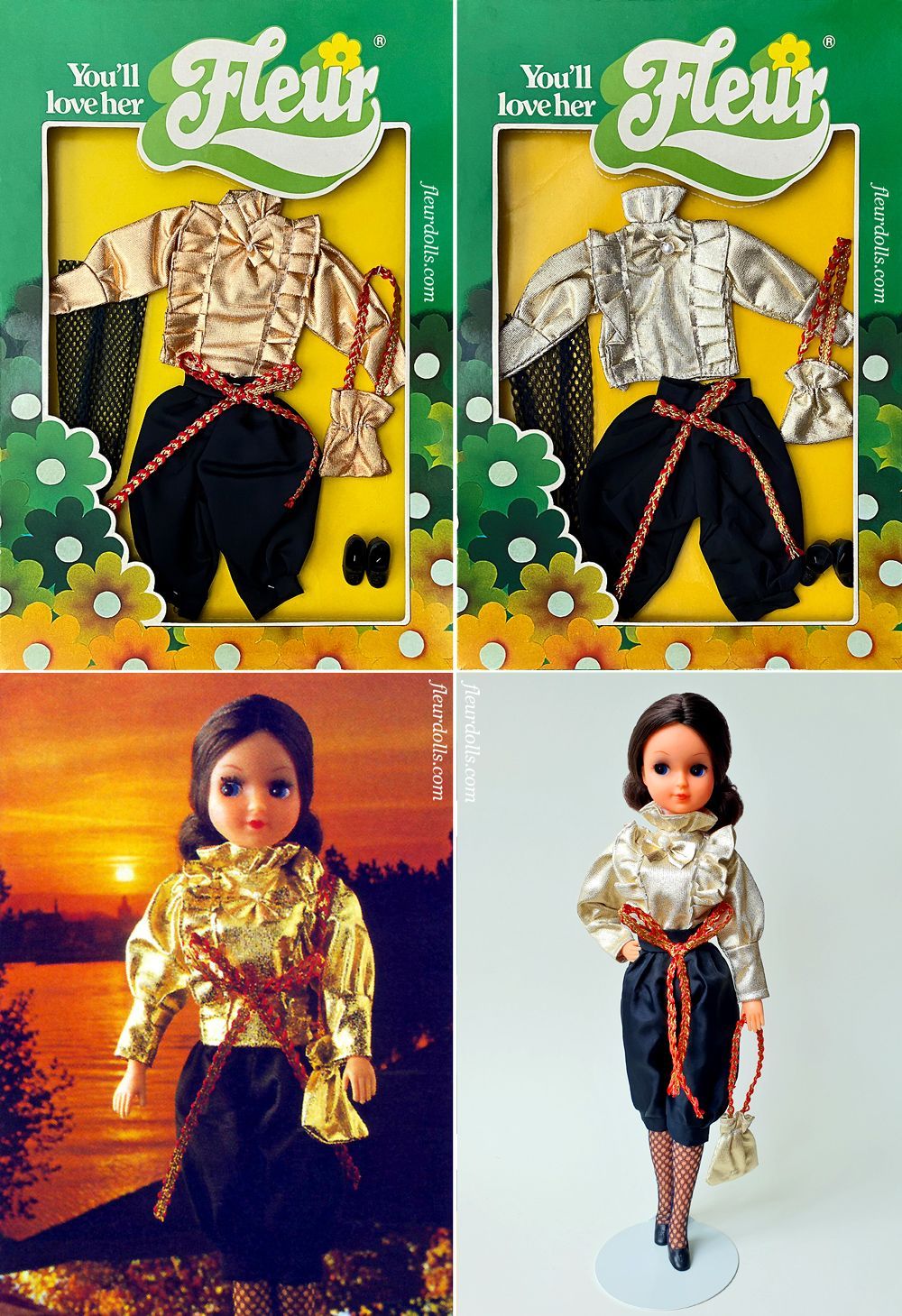 Fleur fashion 1270 gold black glamour Dutch Sindy outfit