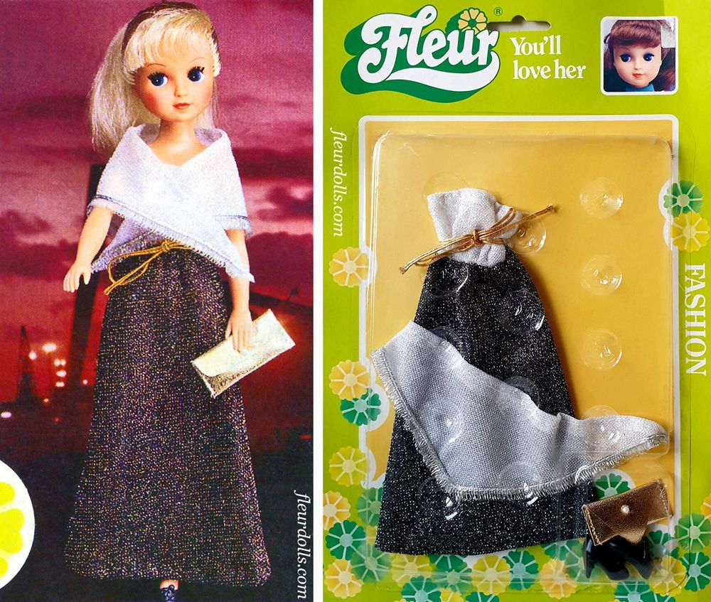 Fleur doll outfit 1288 evening dress glitter top black skirt Otto Simon fashion 1986