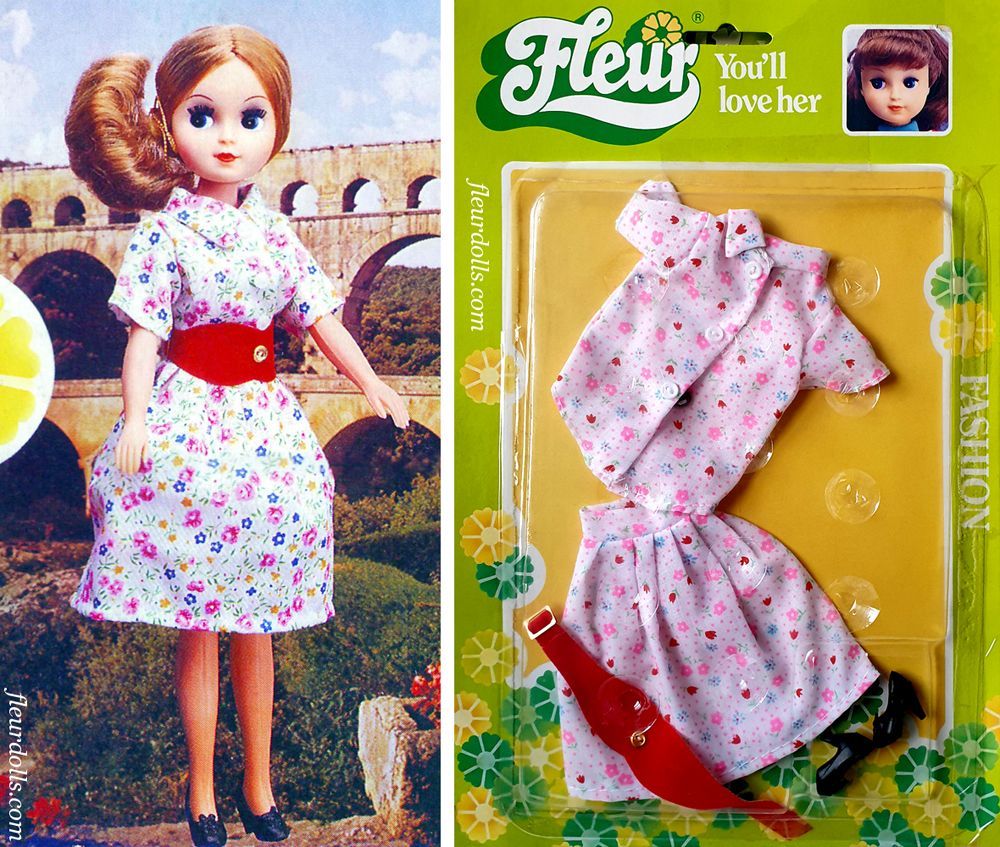 Fleur doll outfit 1288 flower top skirt red belt Otto Simon fashion 1986