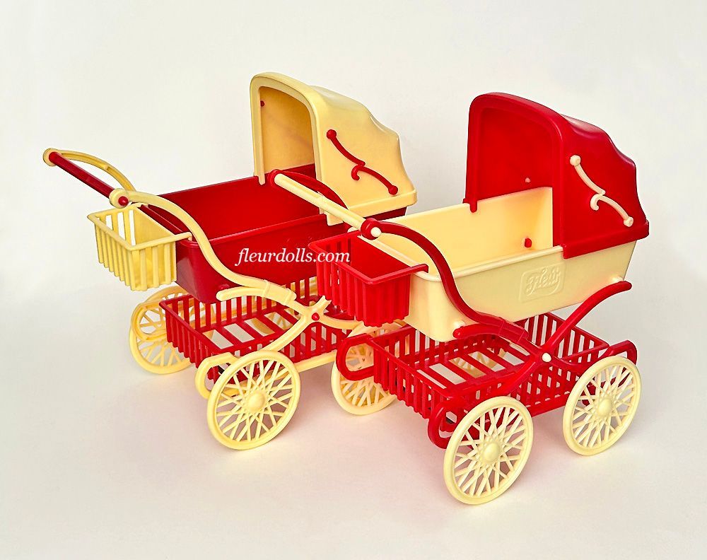 Fleur doll Pretty Baby carriage tram in two colours - red-yellow and yellow-red.