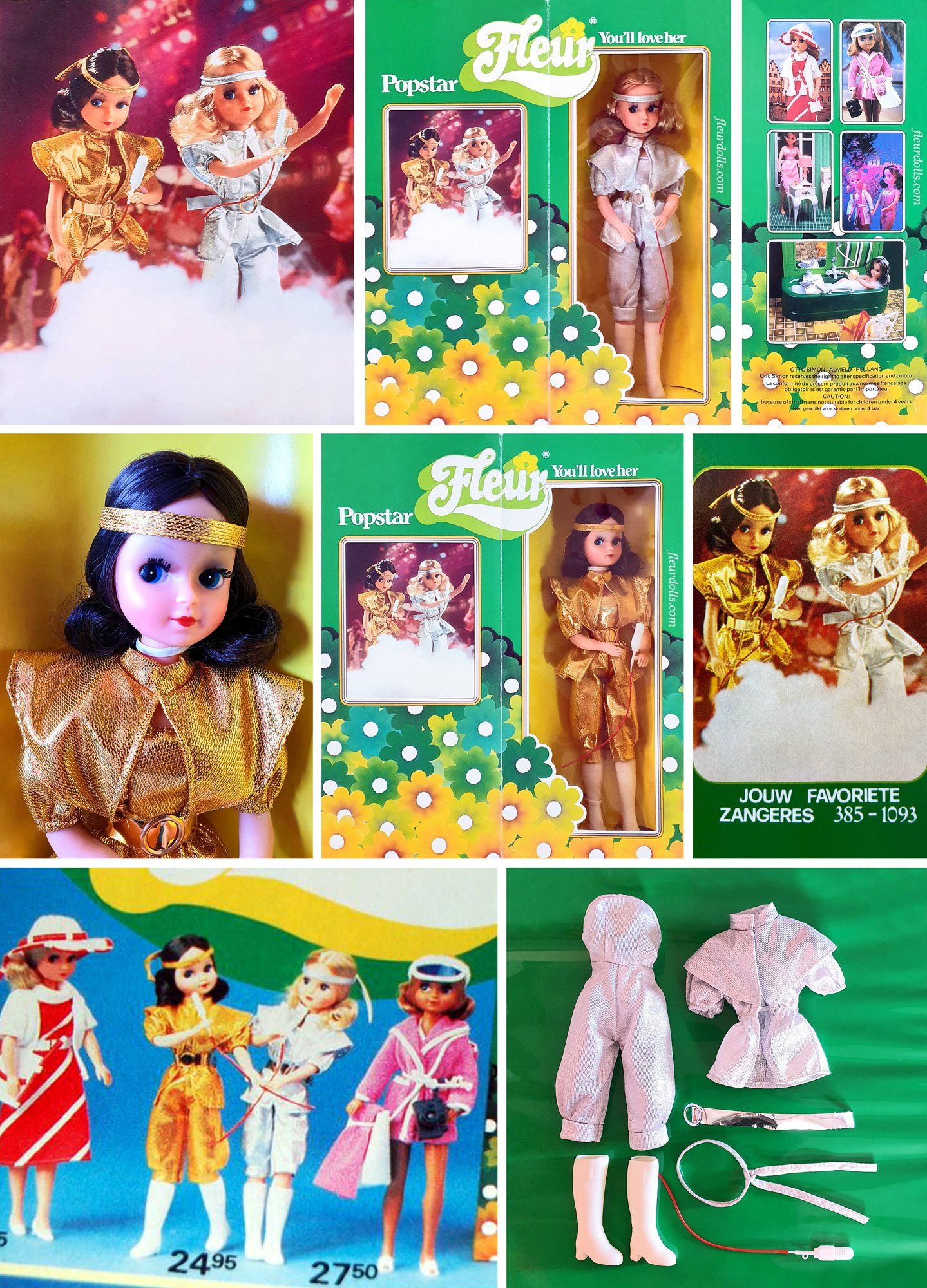Otto Simon Dutch Fleur doll Popstar singer gold and silver vintage 1980s