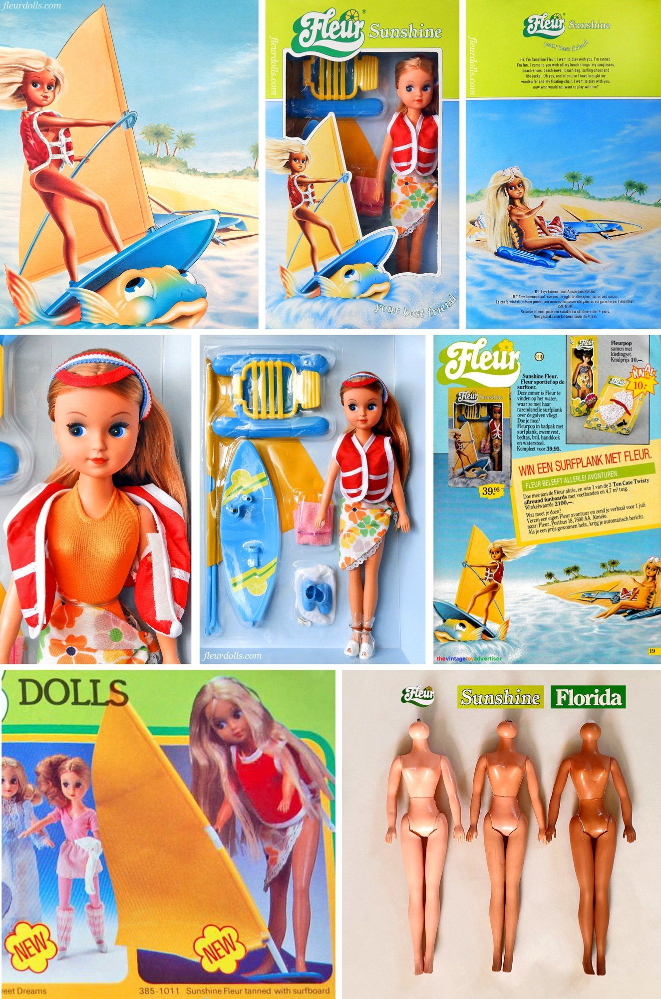 Sunshine Fleur doll 1980s beach surfing Otto Simon  Netherlands