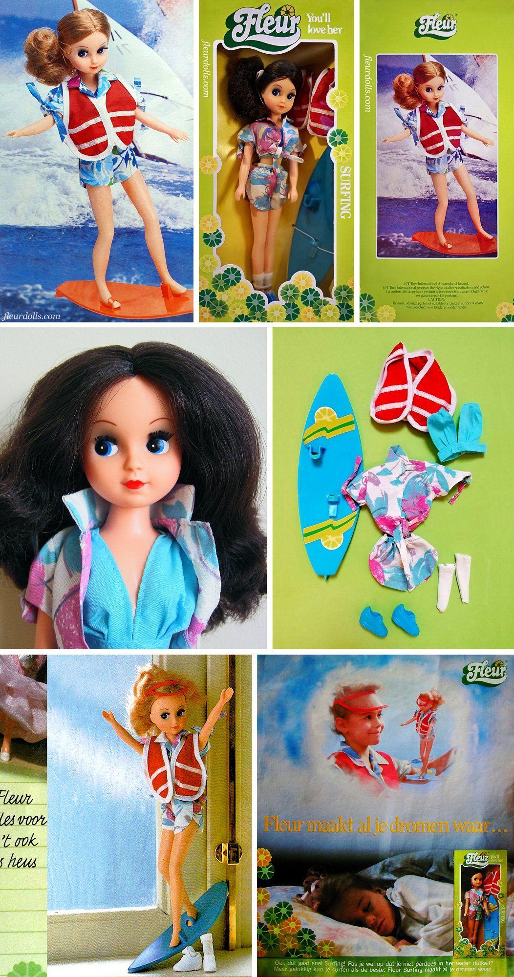 Surfing Fleur doll Dutch Otto Simon beach 1980s fashion doll
