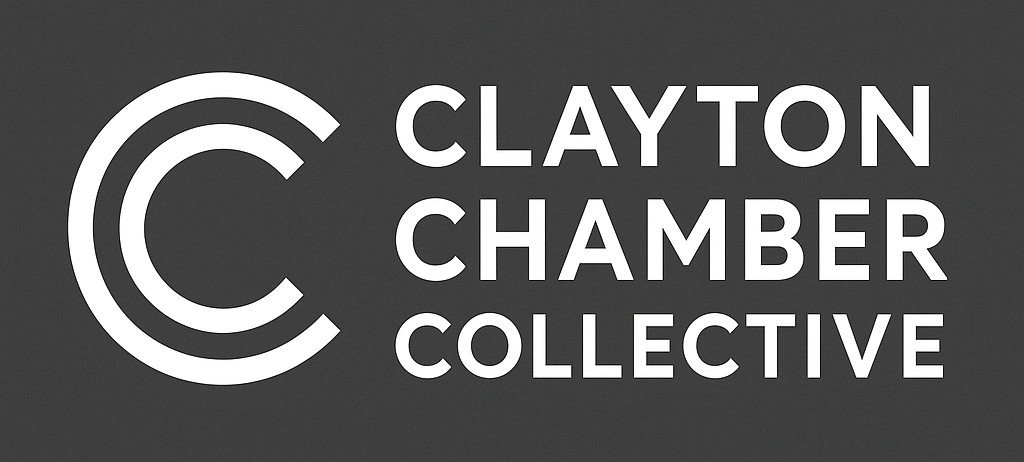 Logo for Clayton Chamber Collective: white 