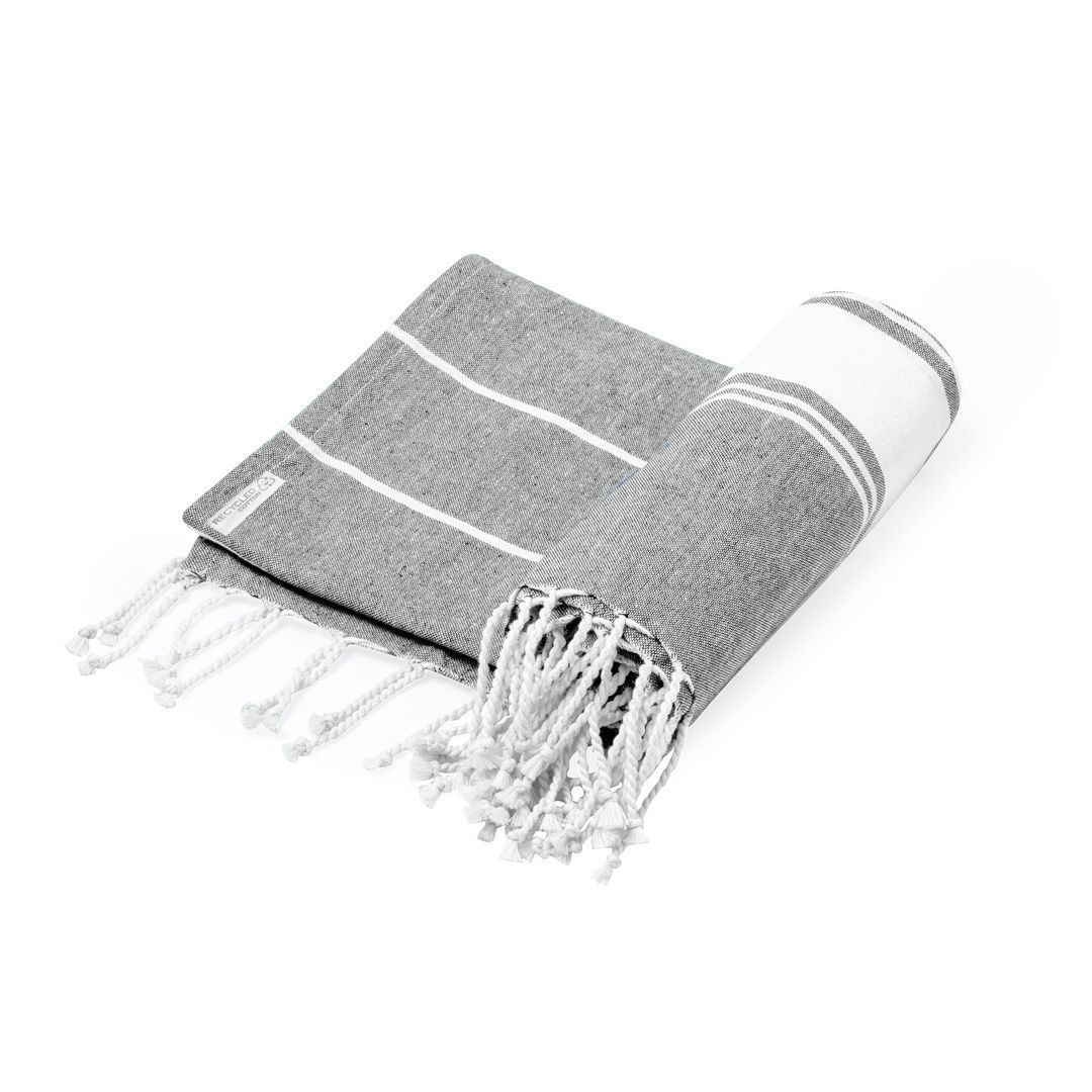 Light grey with white stripes beach towel