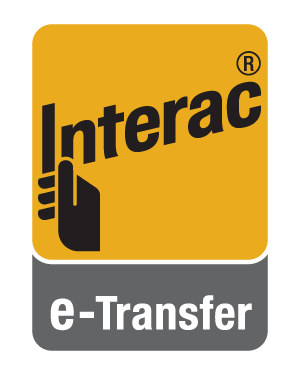 A yellow and gray logo for interact e-transfer