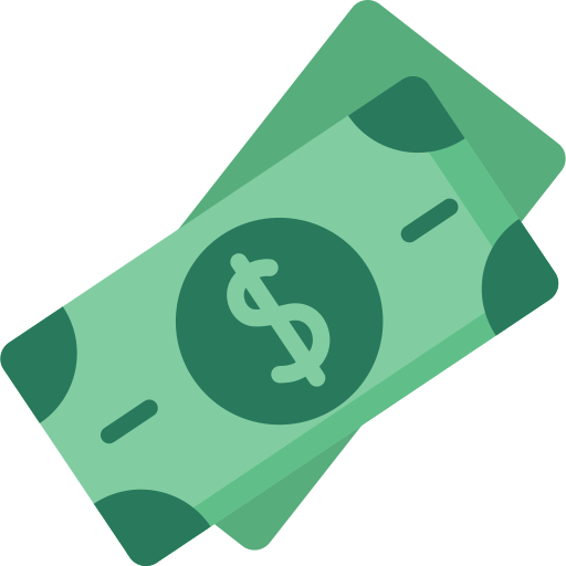 Two green dollar bills are stacked on top of each other on a white background.