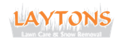 Layton's Lawn Care & Snow Removal logo, orange text with grass graphic on white.