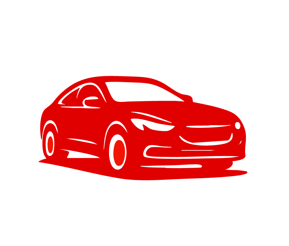 Red car silhouette on white background.