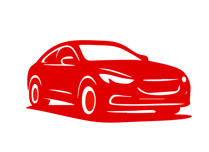 Red car silhouette on white background.