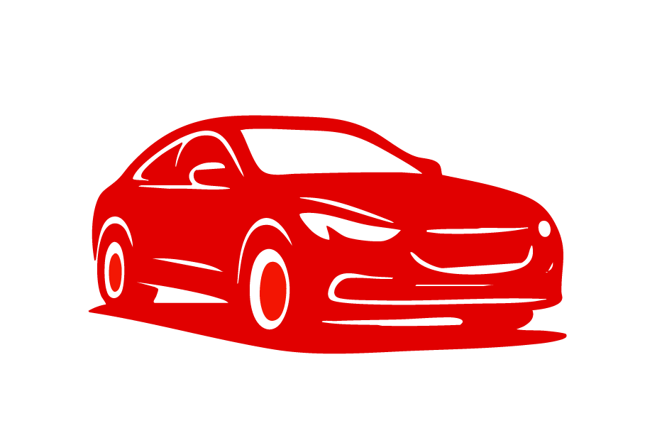 Red car silhouette.