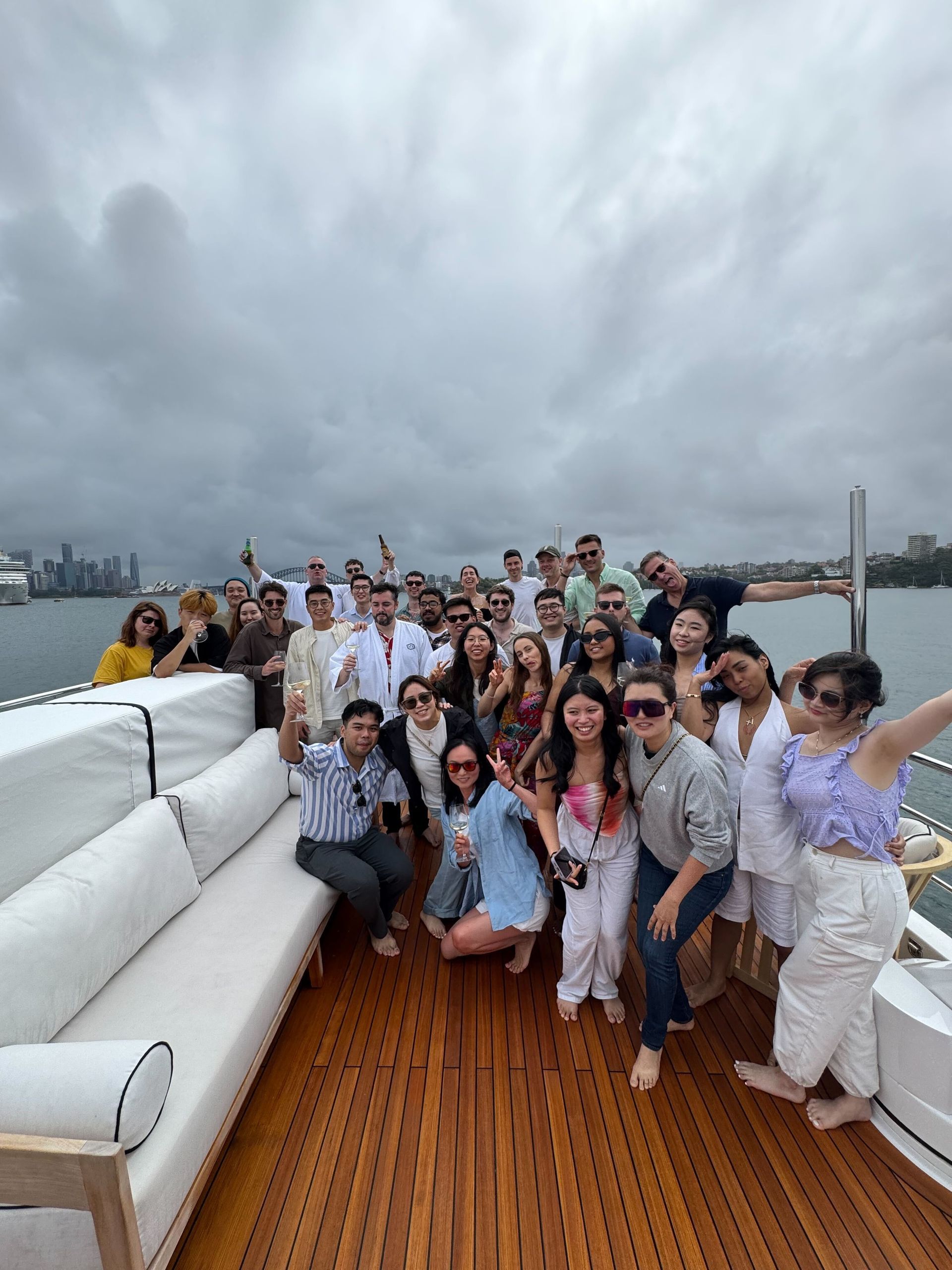 Colleagues socialising on a boat