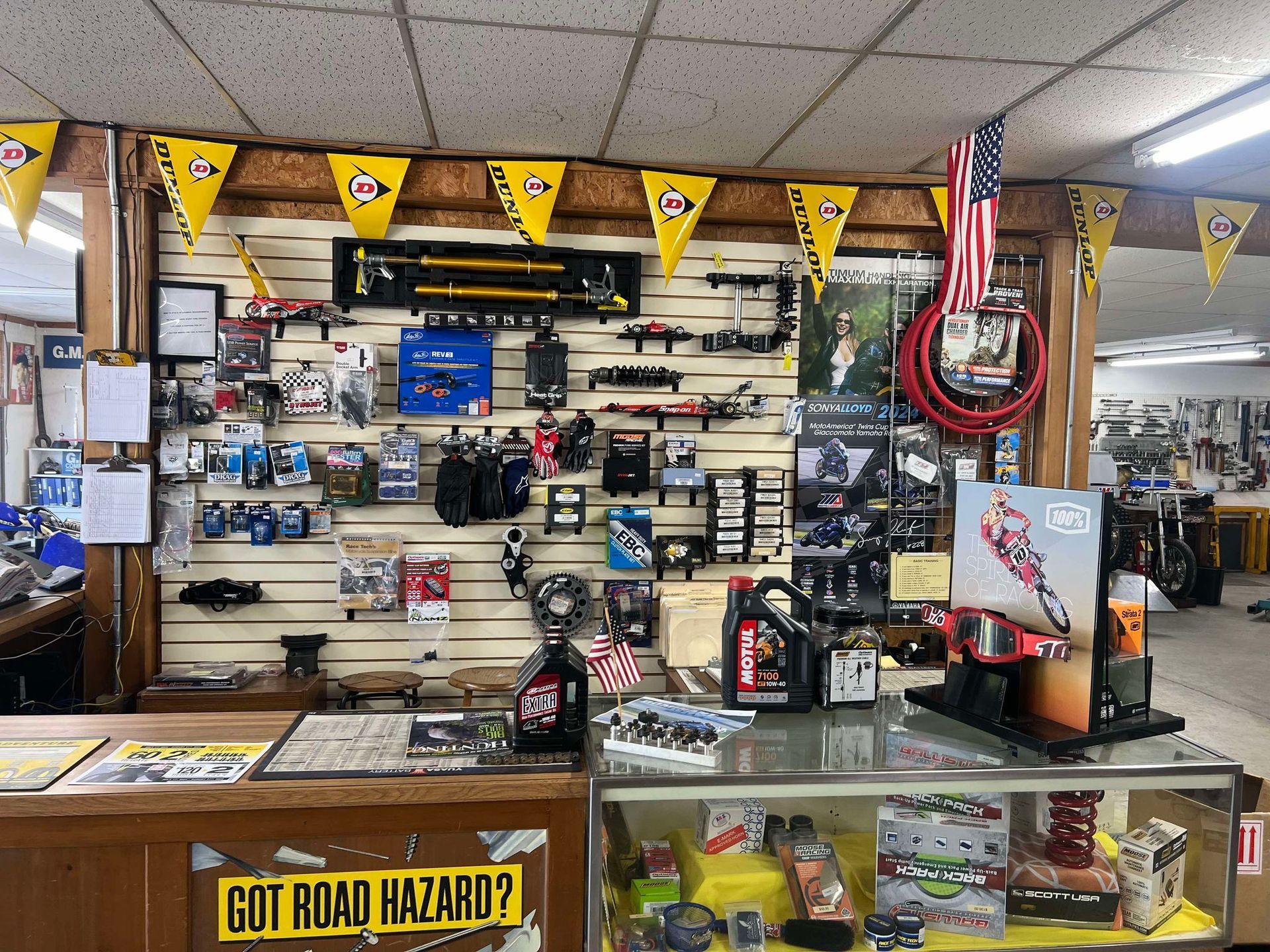 A store with a sign that says got road hazard