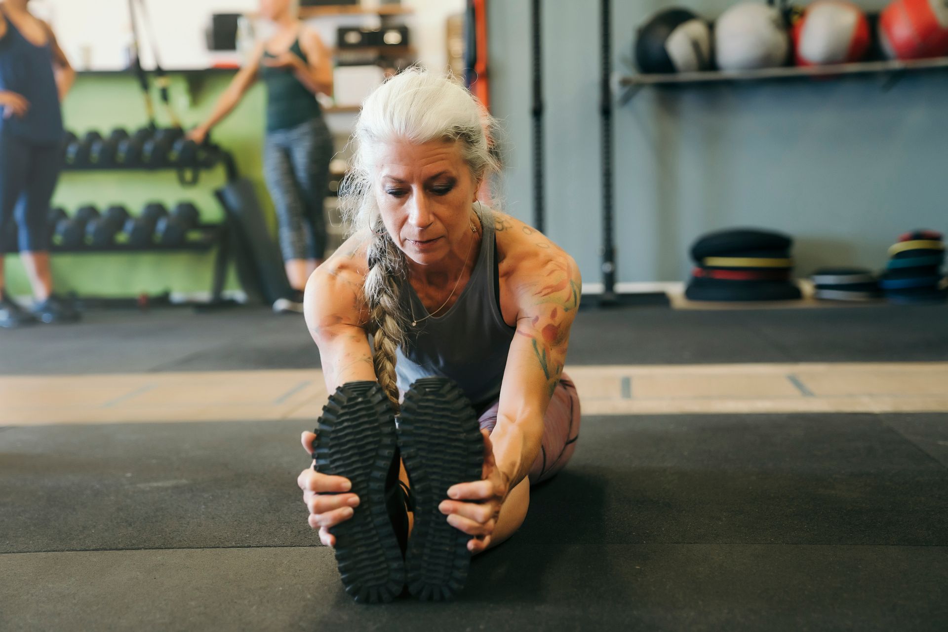Old Women Doing Stretching — Goodyear, AZ — Natalie's Fitness Elements Garage