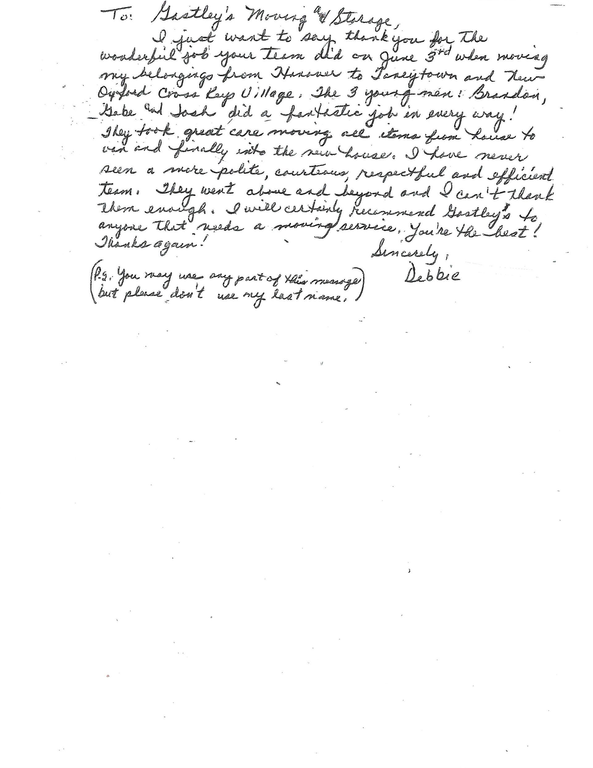 A close up of a handwritten letter on a white background.