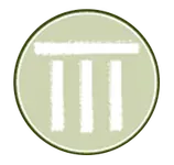 Pale green circular icon with three vertical white bars inside
