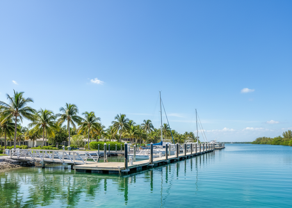 Floating dock choice for deep water shorelines in Florida.