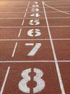 A running track with numbers painted on it