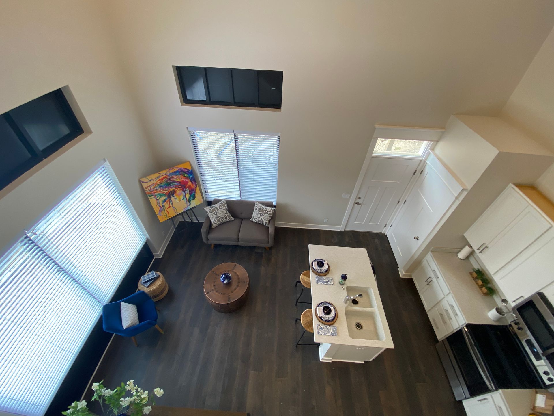 the hinge flats upstairs view of living room