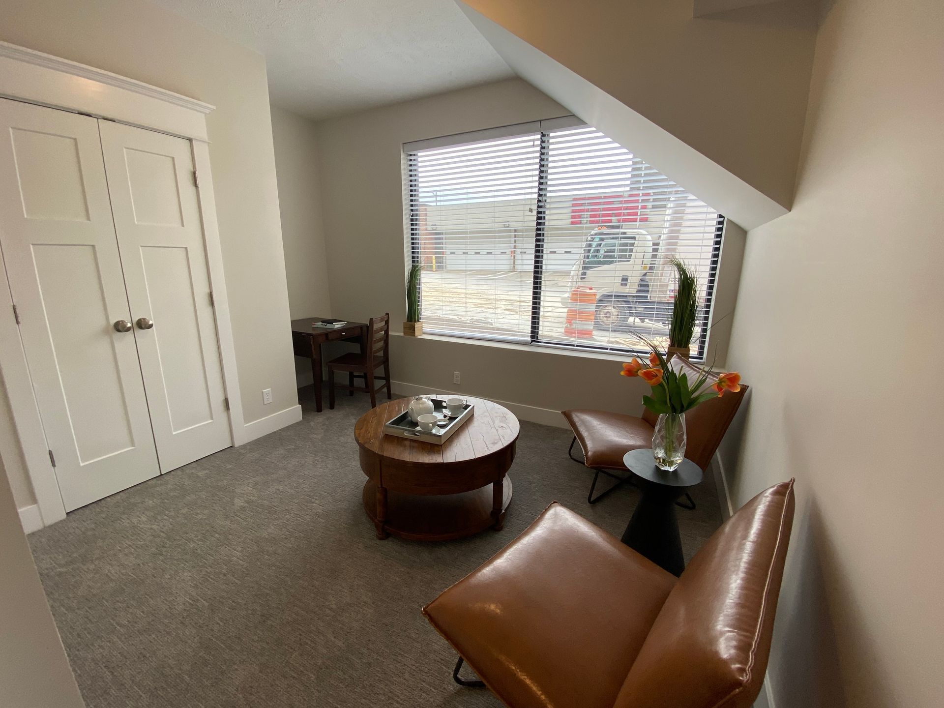 the hinge flats living room and door
