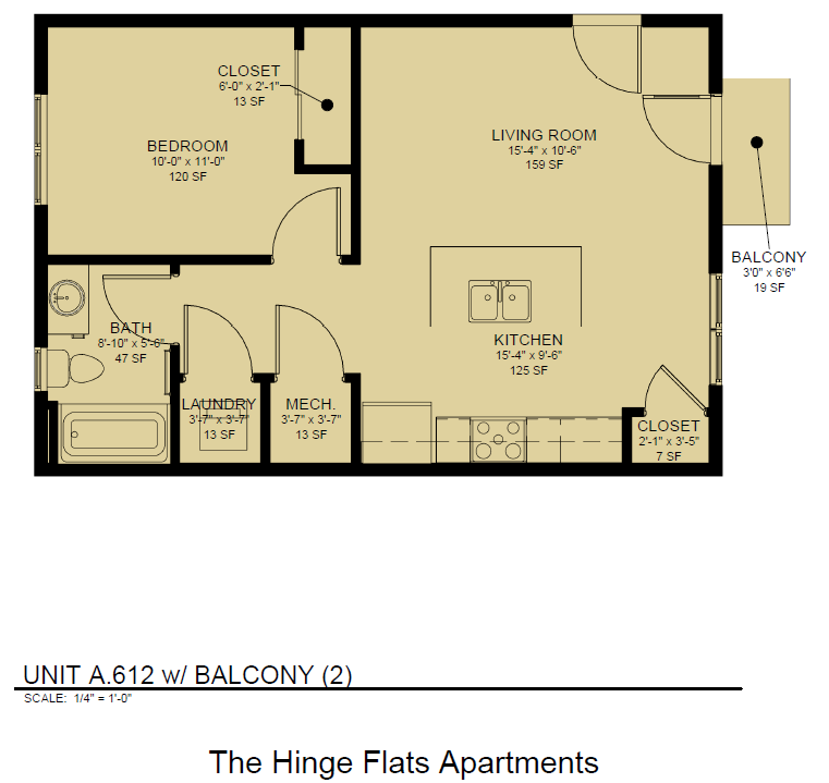 hinge flats unit a 612 w. balcony