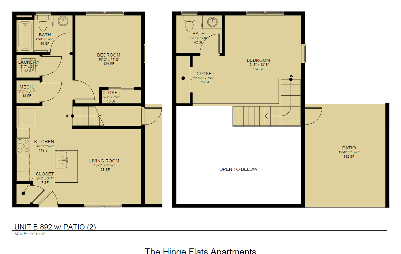 hinge flats unit b892 with patio