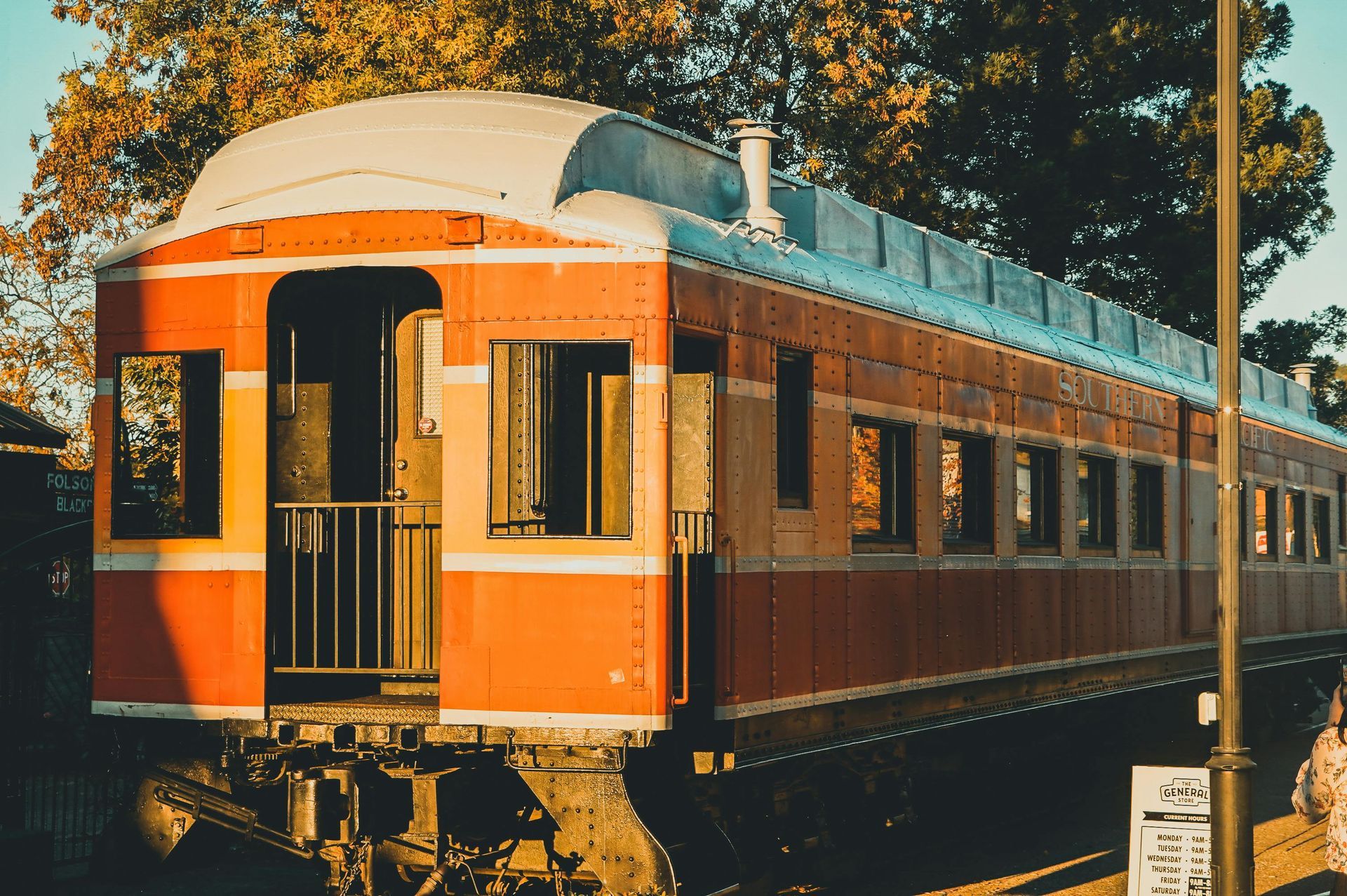 An orange traincar