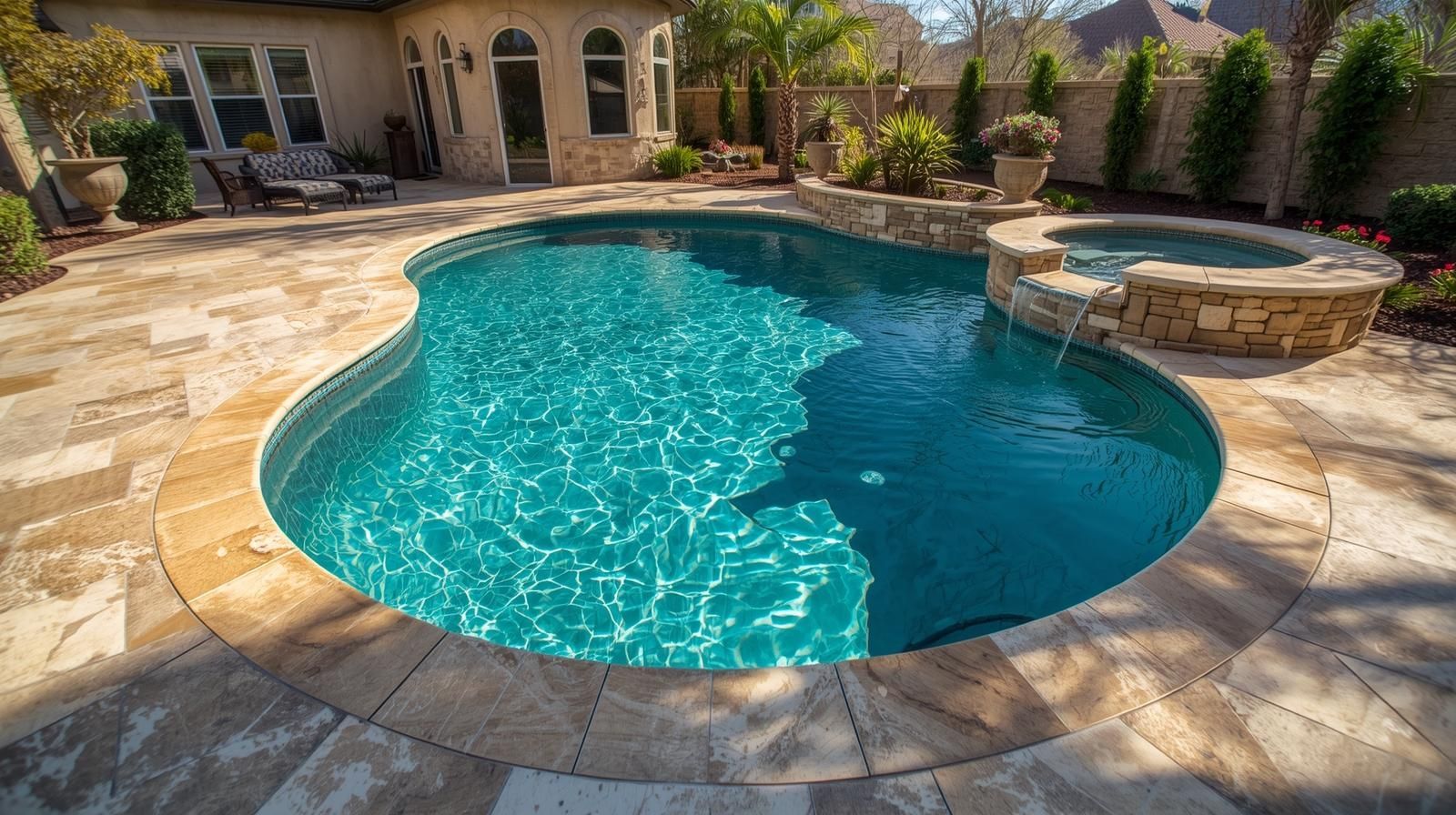 Travertine is versatile, working beautifully for patios, kitchens, pool decks, and more.