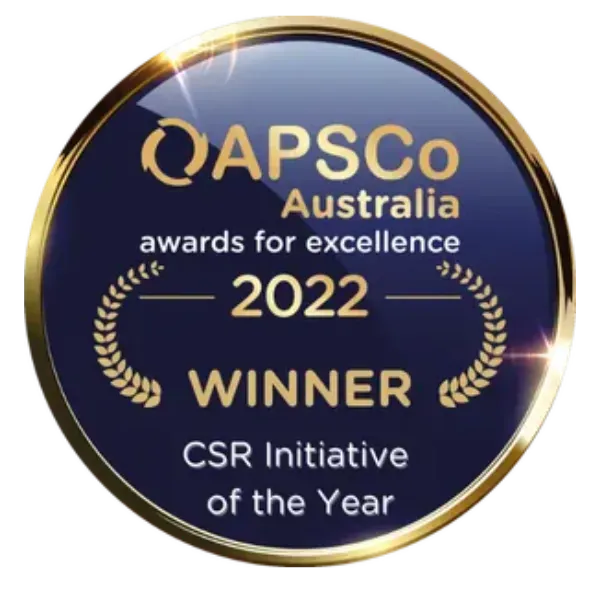 QAPSCo Australia 2022 awards for excellence winner badge, CSR Initiative of the Year