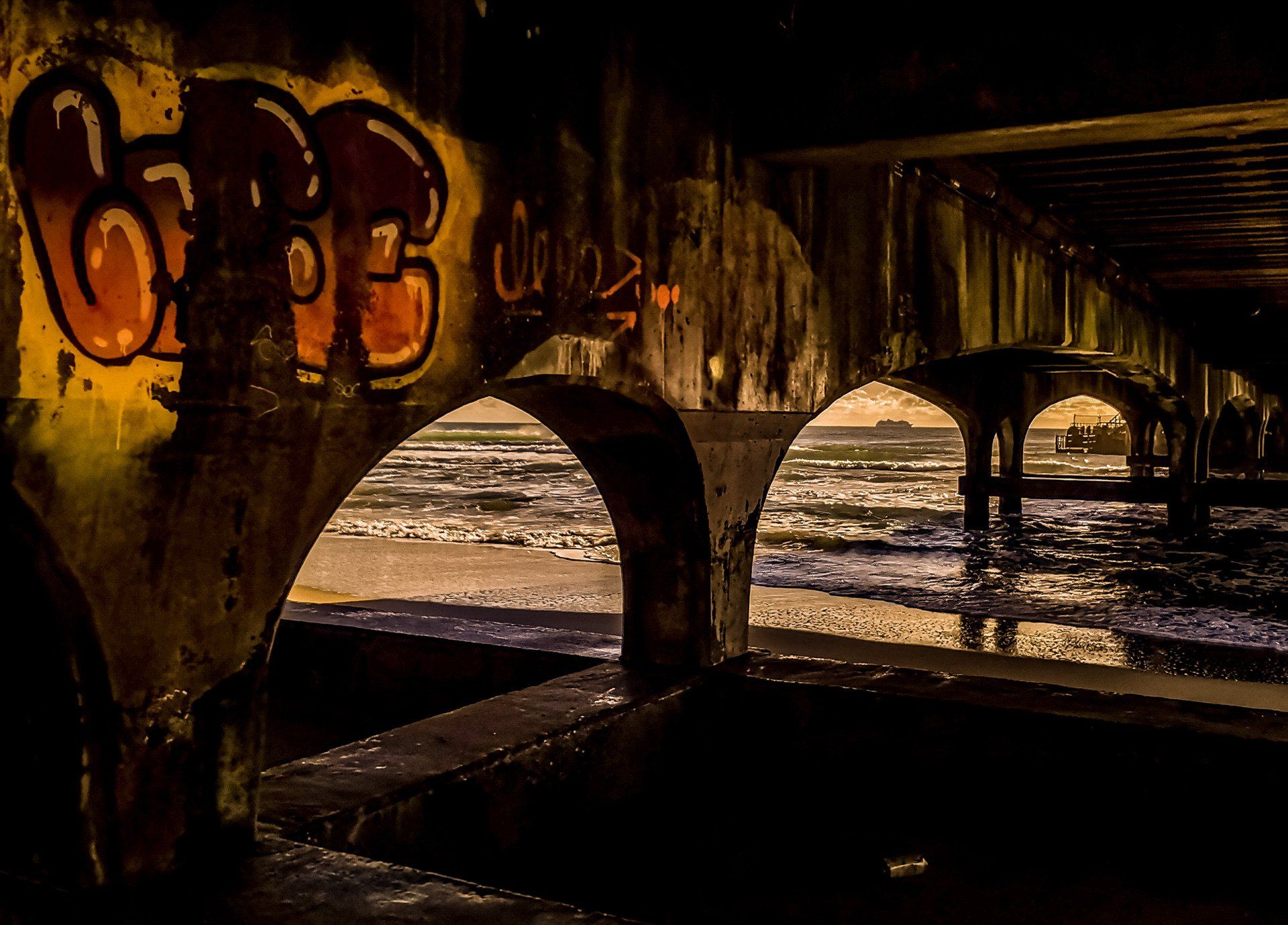 Under Bournemouth Pier by Johnny Sharkey