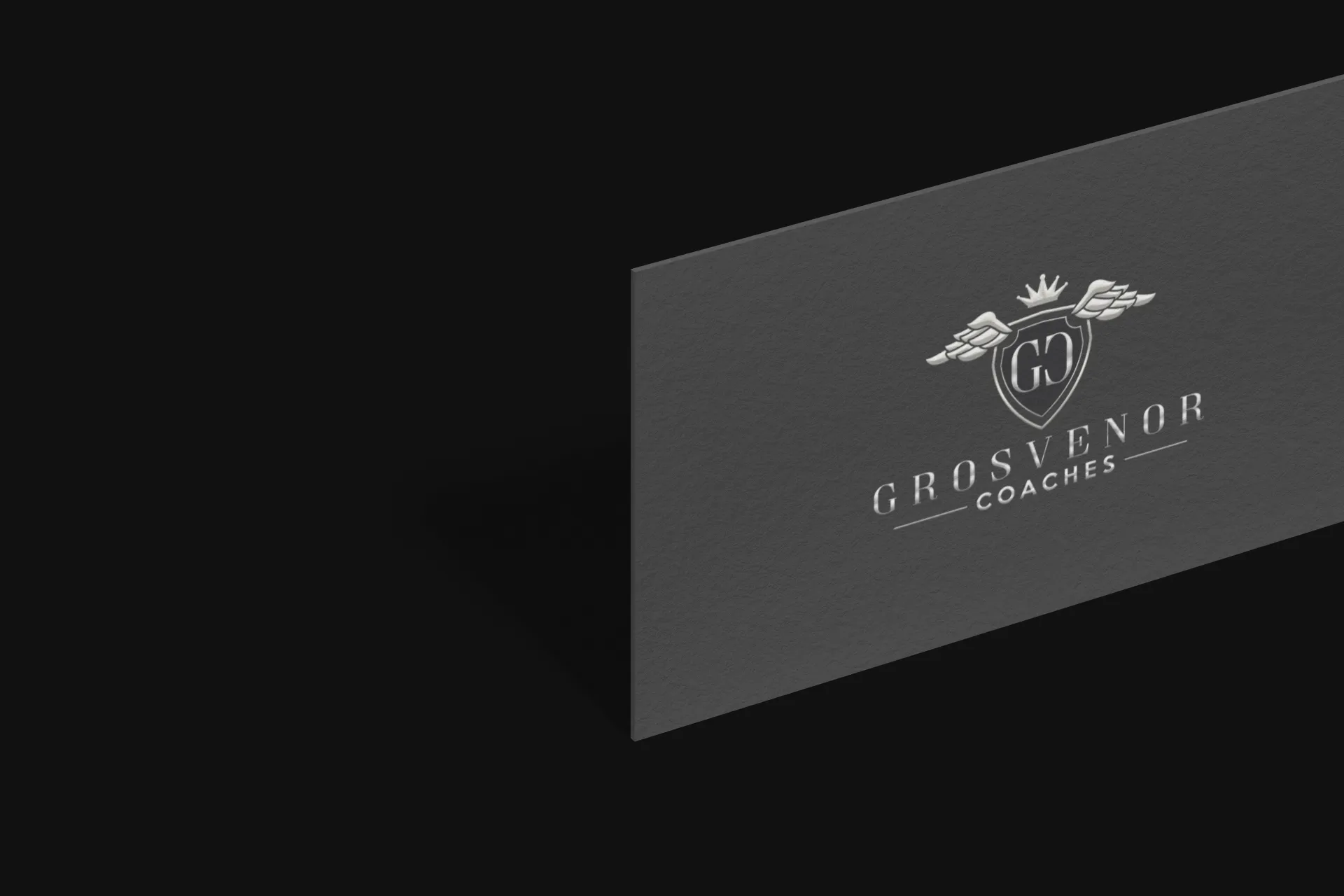 Grosvenor Coaches grey business card in an angle