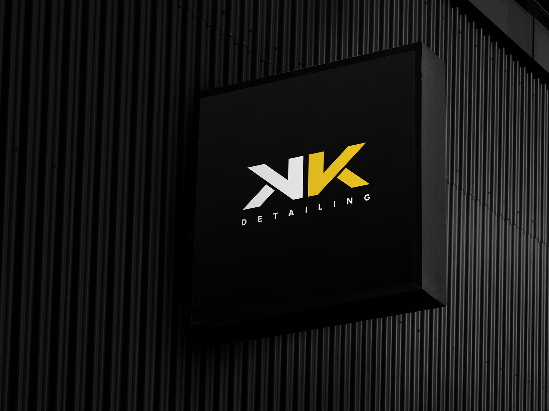 KK Detailing Logo Design on side shop sign
