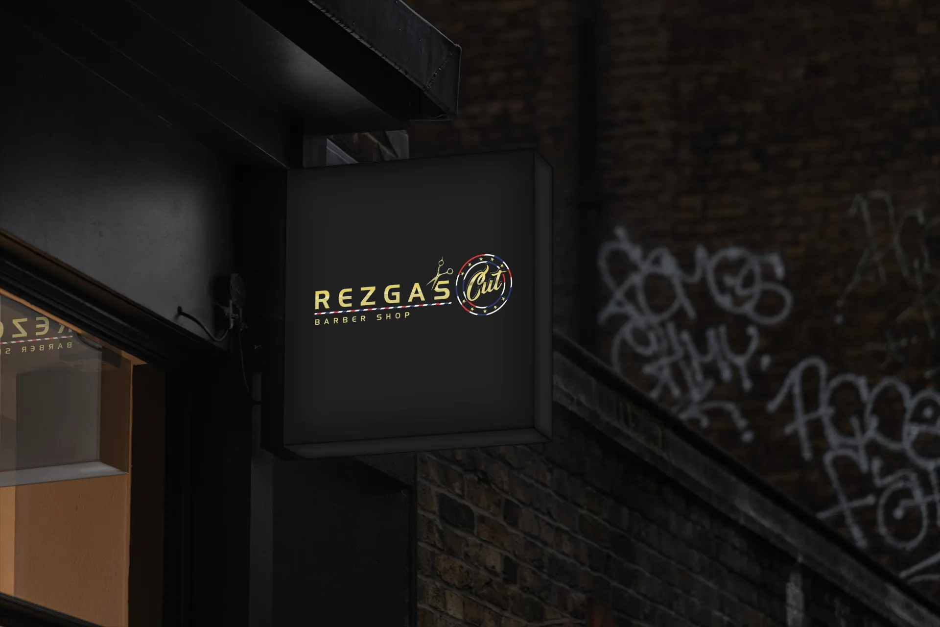 Rezga's Cut side shop sign
