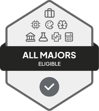Badge with All Majors Eligible text 