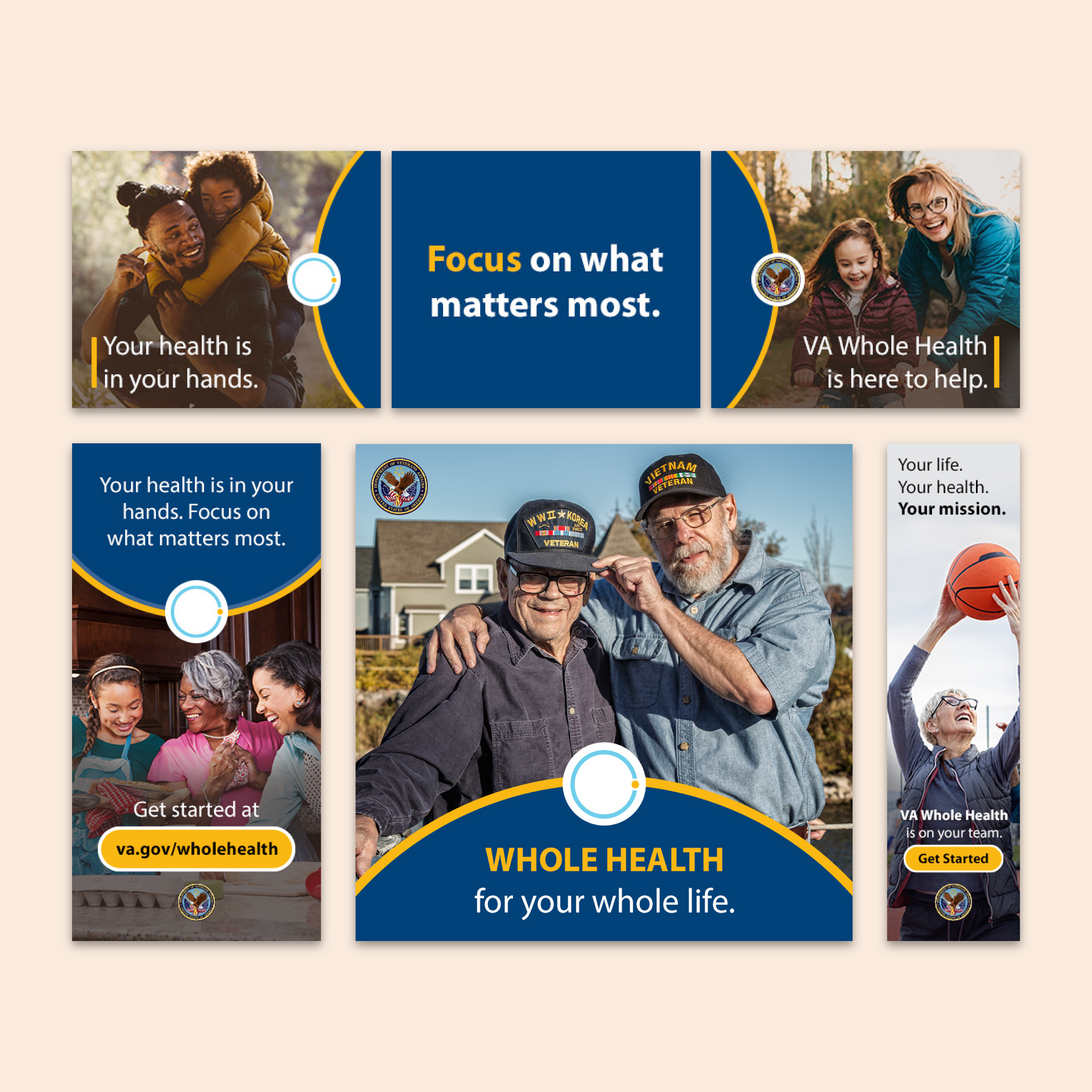 U.S. Department of Veterans Affairs Office of Patient Centered Care and Cultural Transformation Static and Animated Paid Media Ads.