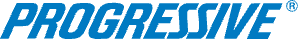 Progressive insurance company logo in blue.