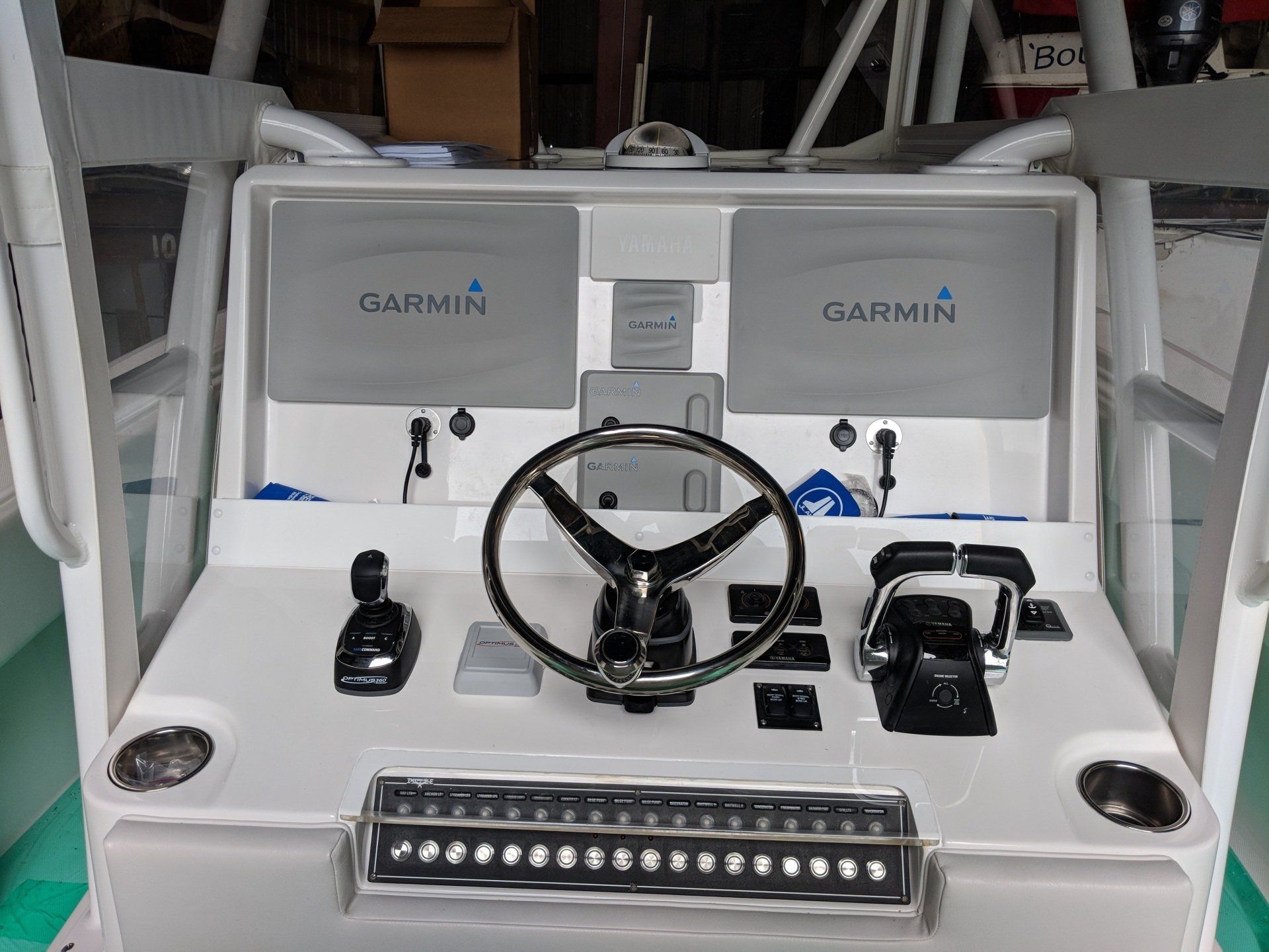 Garmin marine navigation system with dual displays professionally installed
