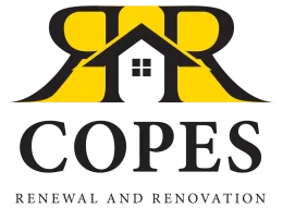 A yellow and black logo for copes renewal and renovation