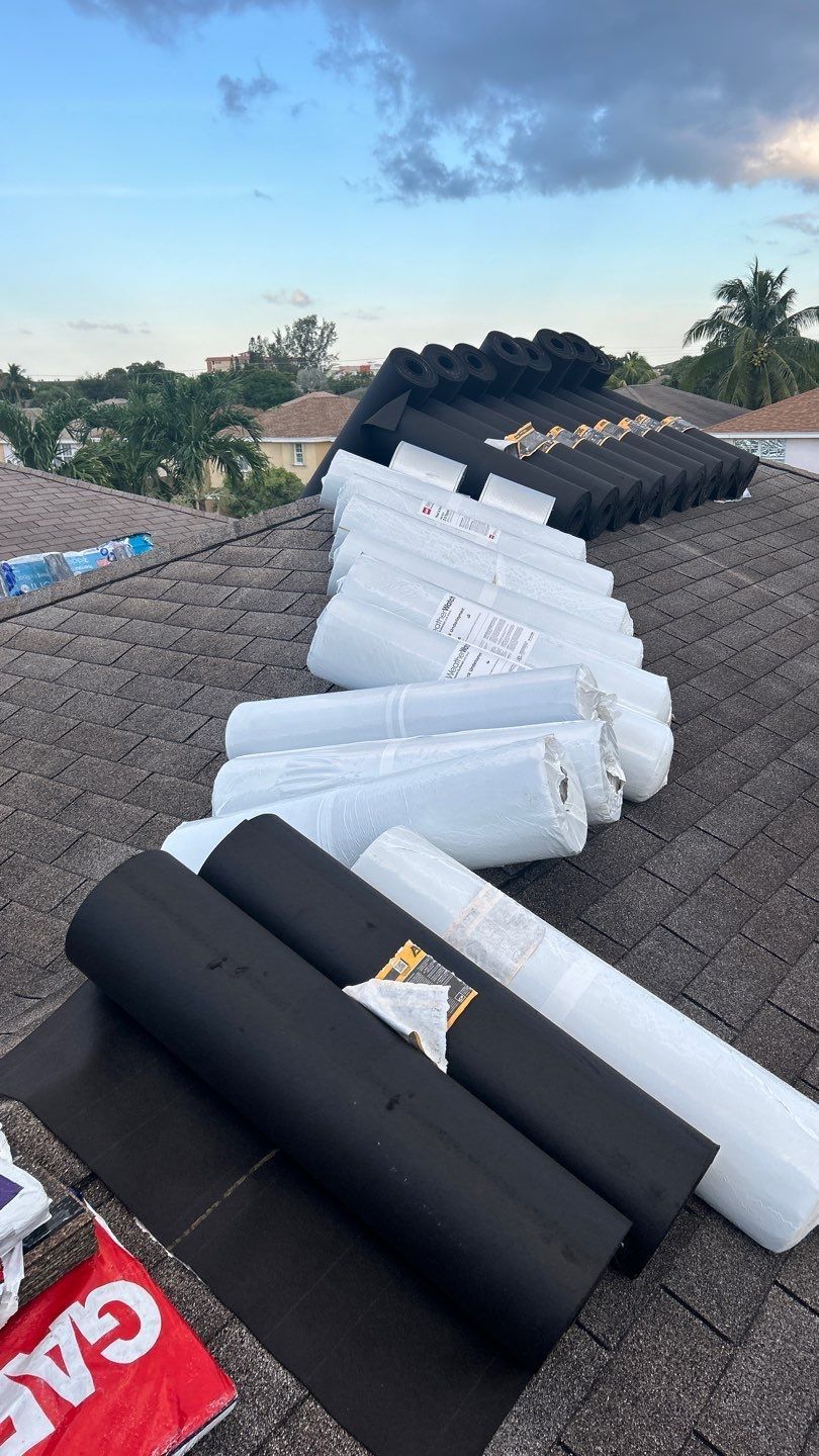 Asphalt shingle roofing materials ready for installation
