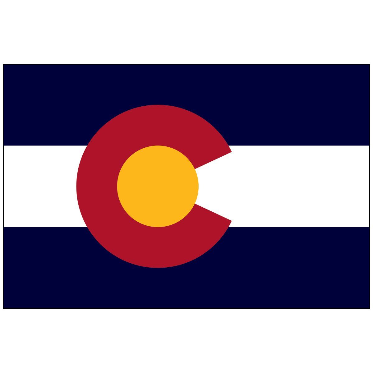 The flag of colorado has a yellow circle in the middle
